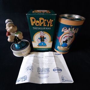 Rare Vintage 1994 Popeye The Sailor Fossil Figurine w/ Tin Box & Papers NO WATCH